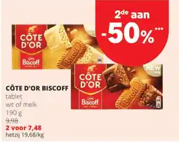 Spar Colruyt Côte d'or biscoff tablet aanbieding