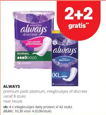 Always premium pads platinum, inlegkruisjes of discreet