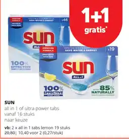 Spar Colruyt Sun all in 1 ultra power tabs aanbieding
