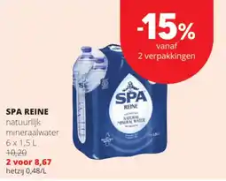 Spar Colruyt spa reine natuurlijk mineraalwater aanbieding