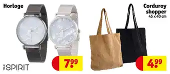 Kruidvat Horloge Corduroy shopper 45x40cm aanbieding