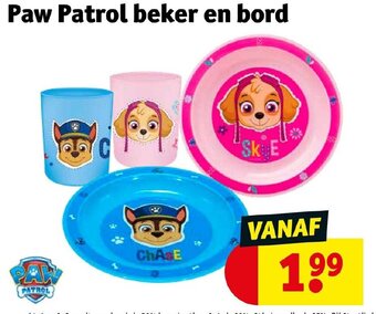 Kruidvat Paw Patrol beker en bord aanbieding