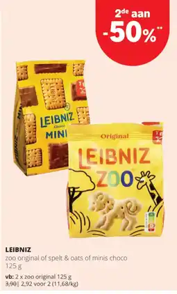Spar Colruyt Leibniz zoo original of spelt & oats of minis choco aanbieding