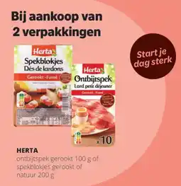 Spar Colruyt Herta ontbijtspek gerookt of spekblokjes gerookt aanbieding