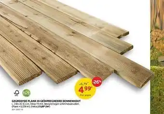 Brico Gegroefde plank in geïmpregneerd dennenhout aanbieding
