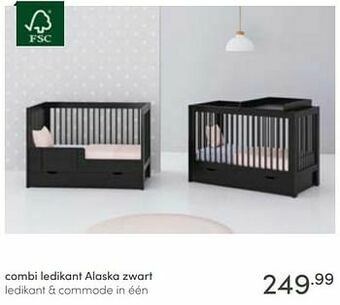 Baby & Tiener Combi ledikant alaska zwart aanbieding