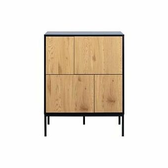 Leen Bakker Dressoir Avola - zwart/eikenkleur - 103x80x40 cm - Leen Bakker aanbieding