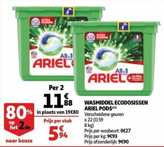 Auchan Wasmiddel ecodosissen Ariel pods aanbieding