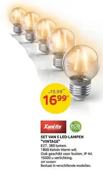 Brico Set van 5 led-lampen vintage aanbieding