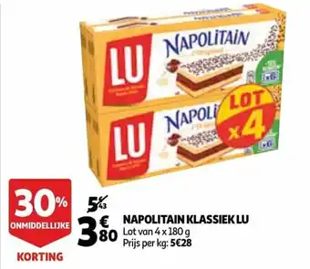Auchan Napolitain Klassiek Lu 4x180g aanbieding