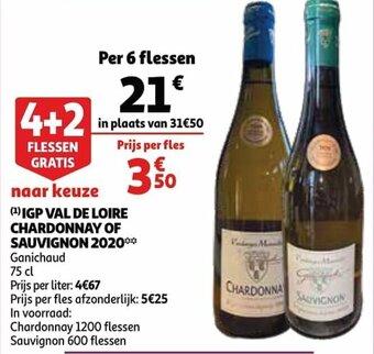 Auchan IGP Val De Loire Chardonnay of Sauvignon 2020 aanbieding