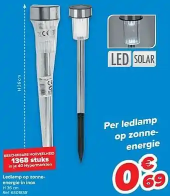 Ledlamp op zonneenergie in inox
