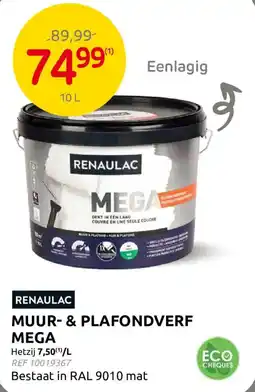 Brico renaulac muur- & plafondverf mega aanbieding