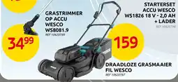 Brico draadloze grasmaaier fil wesco aanbieding