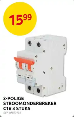 Brico 2-polige stroomonderbreker c16 3 stuks aanbieding