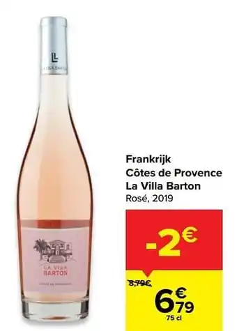 Carrefour Frankrijk côtes de provence la villa barton rosé, 2019 aanbieding