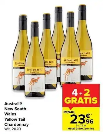 Carrefour Australië new south wales yellow tail chardonnay wit aanbieding