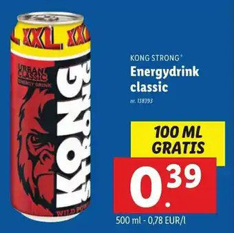 Lidl Kong strong Energydrink classic 500 ml aanbieding