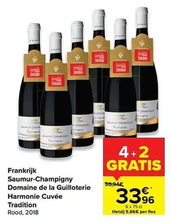 Carrefour Frankrijk saumur-champigny domaine de la guilloterie harmonie cuvée tradition rood aanbieding