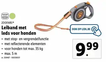 Lidl Zoofari Leiband met leds voor honden max. 5 m aanbieding