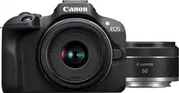 Coolblue Canon EOS R100 Zwart + RF-S 18-45mm f/4.5-6.3 IS STM + RF 50mm f/1.8 STM aanbieding