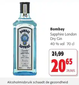 Colruyt Bombay sapphire london dry gin aanbieding