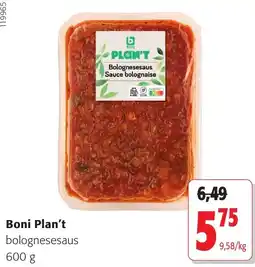 Colruyt Boni Plan't bolognesesaus aanbieding