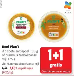 Colruyt Boni Plan't dip zoete aardappel of hummus Marokkaanse stijl aanbieding