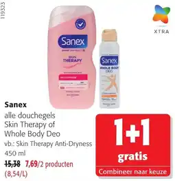 Colruyt Sanex alle douchegels Skin Therapy of Whole Body Deo aanbieding