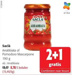 Colruyt Saclà Arrabbiata of Pomodoro Mascarpone aanbieding