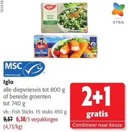 Colruyt Iglo alle diepvriesvis tot 800 g of bereide groenten tot 740 g aanbieding