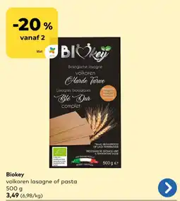 Bio Planet biokey volkoren lasagne of pasta aanbieding