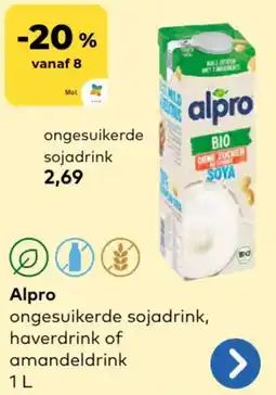 Bio Planet Alpro ongesuikerde sojadrink aanbieding