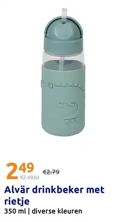 Action Alvär drinkbeker met rietje aanbieding