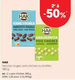 Spar HAK haricots rouges, pois chiches ou lentilles aanbieding