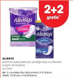 Spar Always premium pads platinum, protège-slips ou discreet aanbieding
