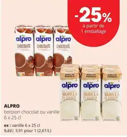 Spar alpro boisson chocolat ou vanille aanbieding