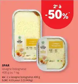 Spar lasagne bolognaise aanbieding