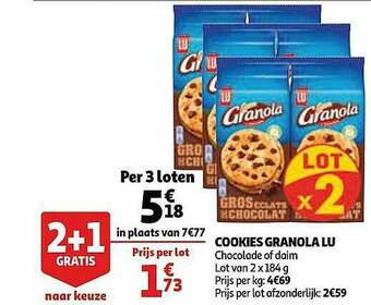 Auchan Cookies Granola Lu aanbieding