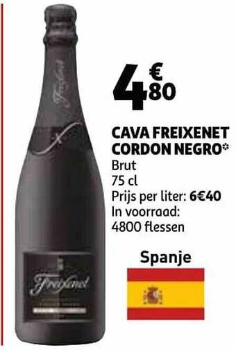 Auchan Cava Freixenet Cordon Negro Brut aanbieding