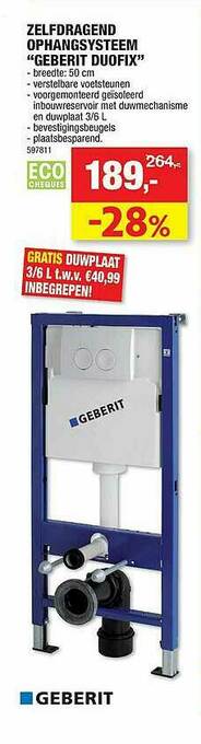 Hubo Zelfdragend Ophangsysteem Geberit Duofix aanbieding