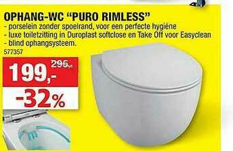 Hubo Ophang Wc Puro Rimless aanbieding