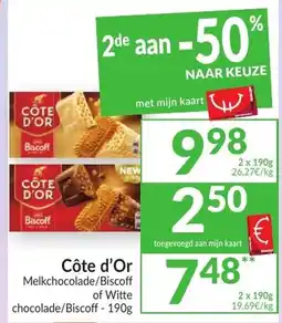 Intermarché Côte d'Or Melkchocolate/Biscoff of Witte chocolate/Biscoff aanbieding