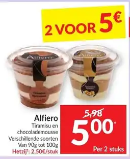 Intermarché Alfiero Tiramisu en chocolademousse aanbieding