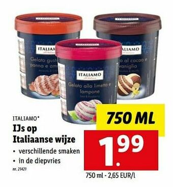 Lidl Ijs op italiaanse wijze aanbieding