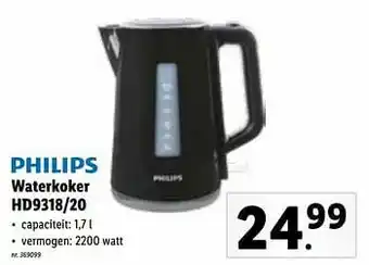 Lidl Philips waterkoker hd9318-20 aanbieding