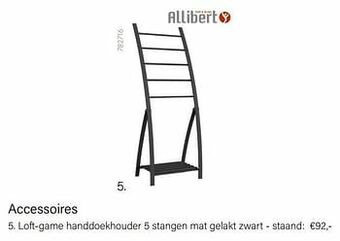 Multi bazar Loft-game handdoekhouder 5 stangen mat gelakt zwart - staand aanbieding