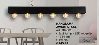 Hanglamp zwart staal