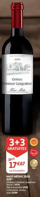 Auchan Haut-medoc 2020 AOP* Chateau constant lesquireau aanbieding