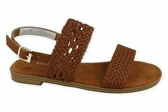 Berca Shoes Sprox Sandaal Dames Vegan Trend Tressé - Cognac aanbieding